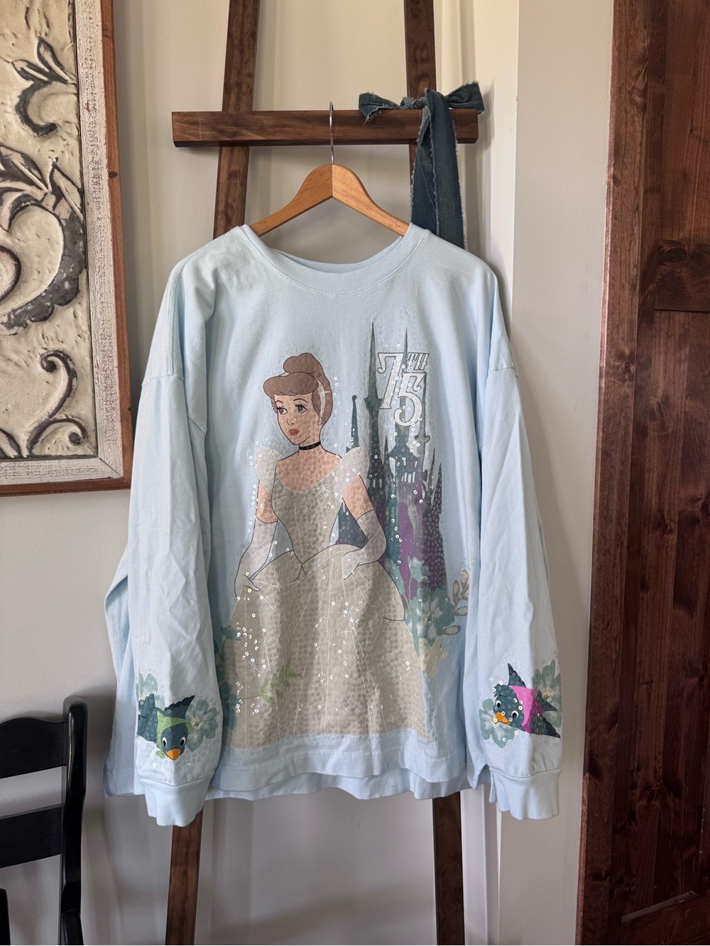 Disney Light Blue Cinderella Sequin 75th Anniversary Spirit Jersey XXL